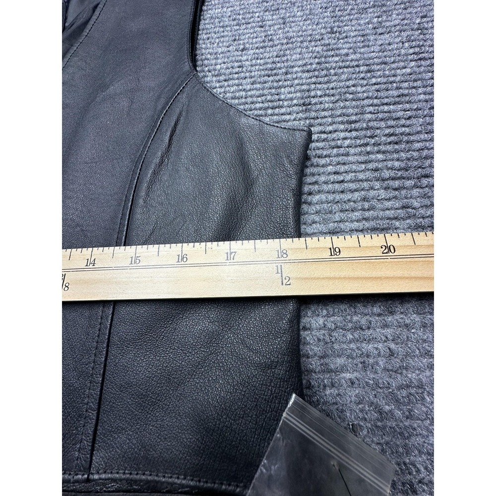 USA Leather Vest Womens 2XL Black B320 Genuine Leather Snap Front Western Style - Picture 3 of 9